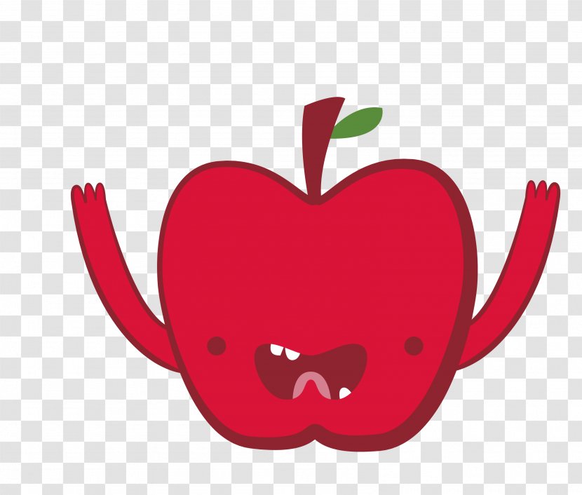 Fruit Cartoon Auglis - Flower - Vector Red Creative Apple Hand Transparent PNG