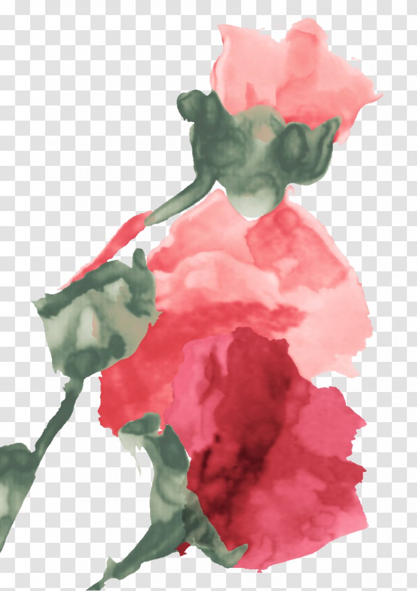 Beach Rose Garden Roses Flower Chinese Painting - Watercolor Flowers Transparent PNG