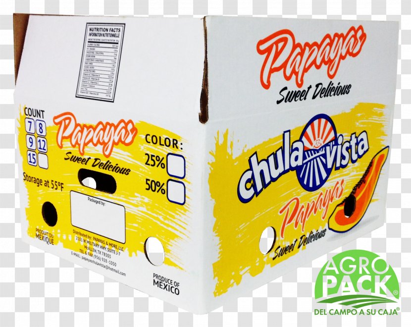 Packaging And Labeling Box Papaya Cardboard - Avocado Transparent PNG
