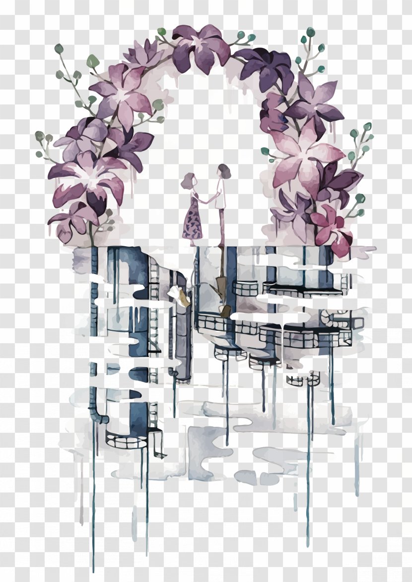 Floral Design Wedding Art - Interior - Vector Scene Transparent PNG
