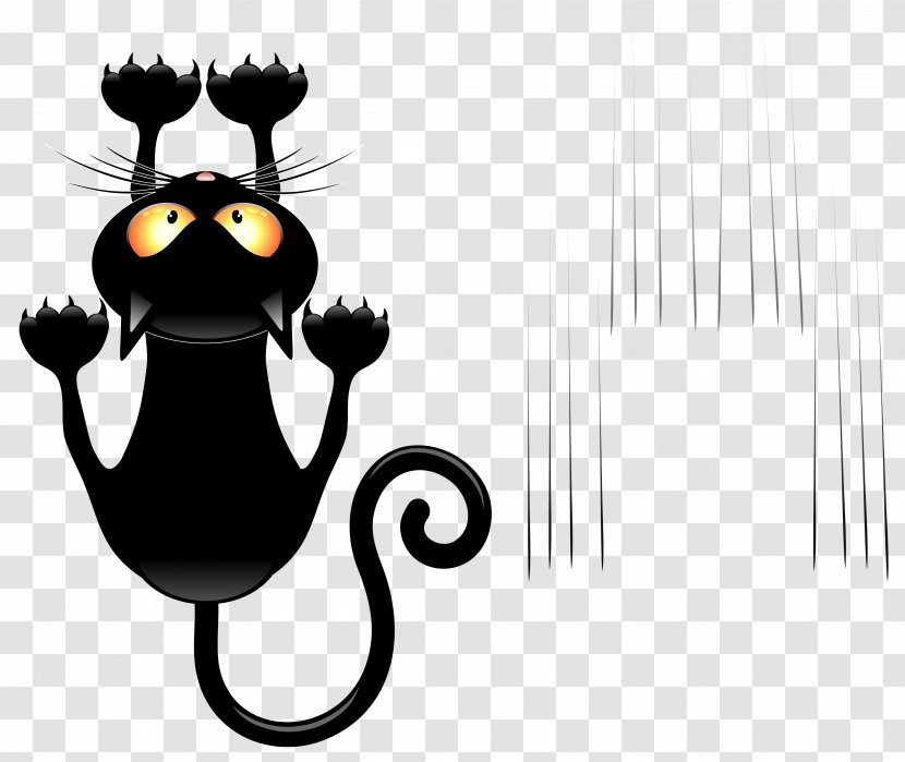 Black Cat Cartoon Clip Art - Royalty Free - And Scratches Transparent Vector Clipart Transparent PNG