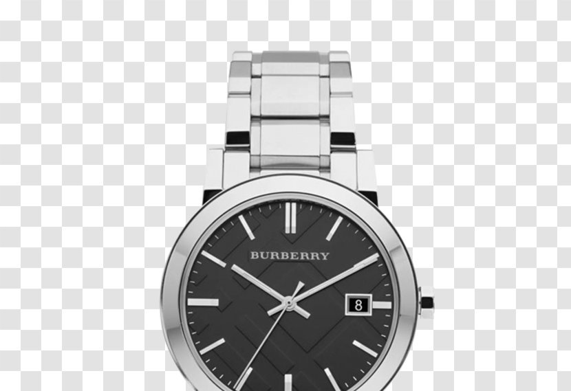 Burberry Watch Strap Chronograph Black Leather - Steel Transparent PNG