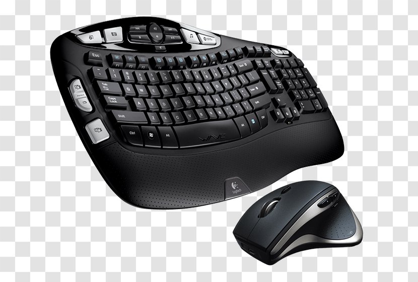 Computer Keyboard Mouse Ergonomic Wireless Logitech - Electronic Device - Sound Wave Curve Transparent PNG