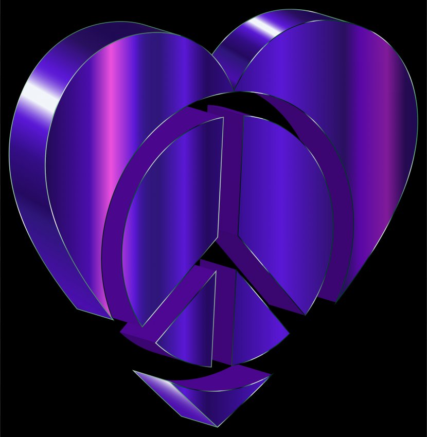 Peace Symbols Heart Desktop Wallpaper Clip Art - Flower - Sapphire Transparent PNG