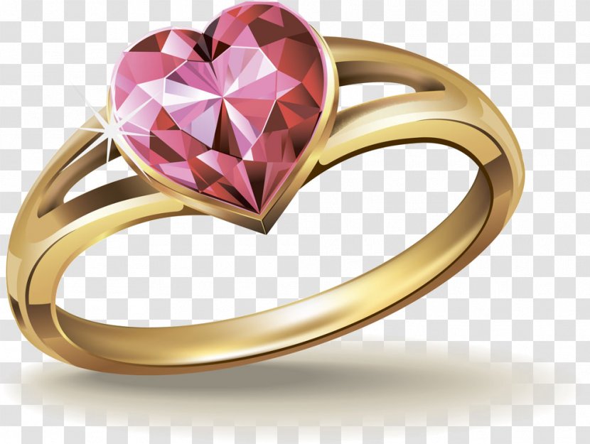 Wedding Ring Diamond Clip Art - Body Jewelry - Rings Cartoon Creative Ring,Purple Crystal Transparent PNG