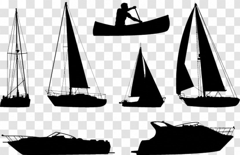 Boat Silhouette Ship Royalty-free - Of Various Sailboats Transparent PNG Simple Ship Silhouette