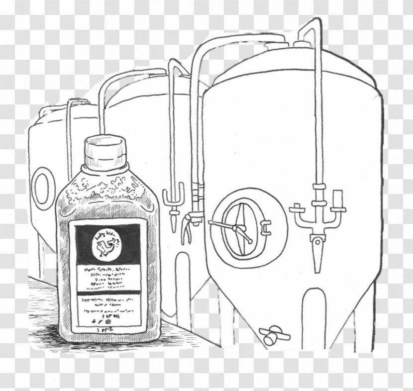 Glass Bottle Line Art Sketch - Black And White - Design Transparent PNG