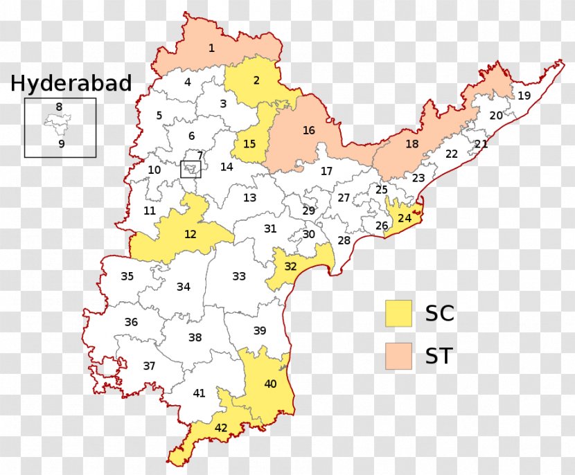 Andhra Pradesh Telangana Uttar States And Territories Of India Electoral District - Wikipedia - 15th Lok Sabha Transparent PNG