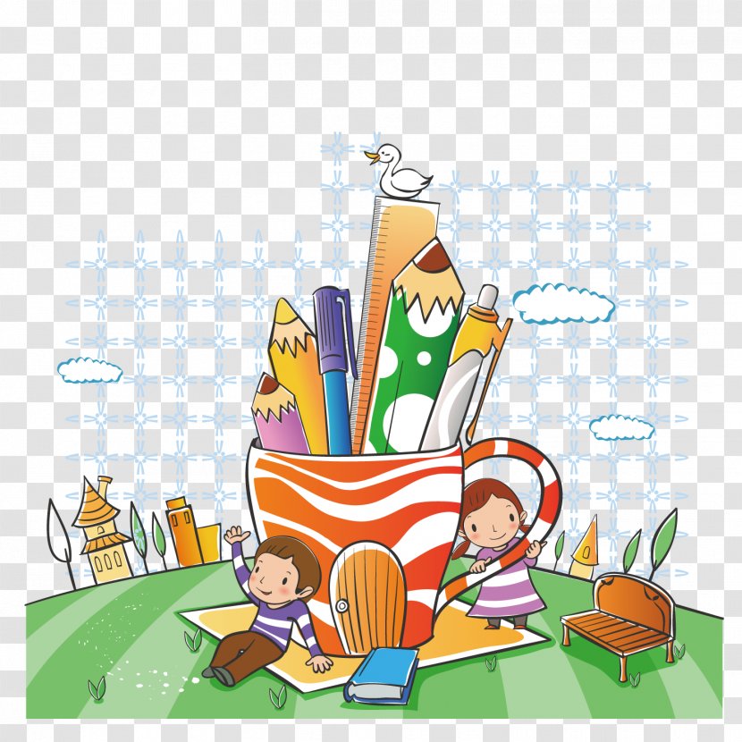Child Cartoon Writing Illustration - School - Play The Next To House Transparent PNG