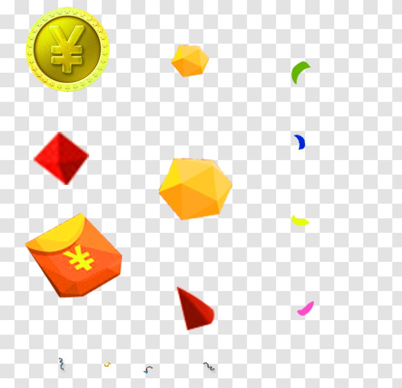 Ribbon Clip Art - Gold Coins Red Envelopes Geometric Shredded Paper Flower Floating Material Transparent PNG