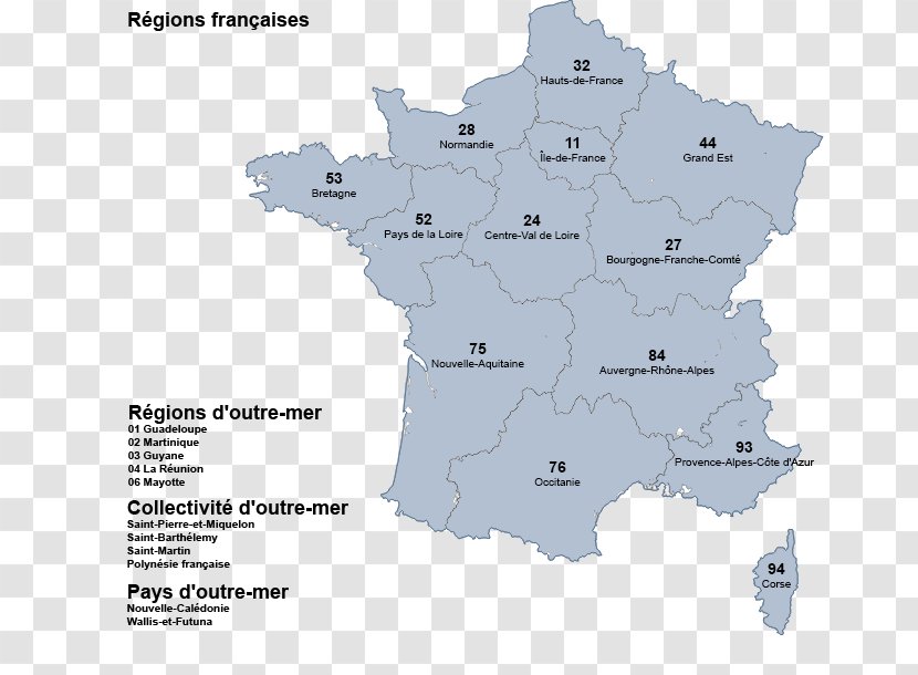 Regions Of France Map - World Transparent PNG