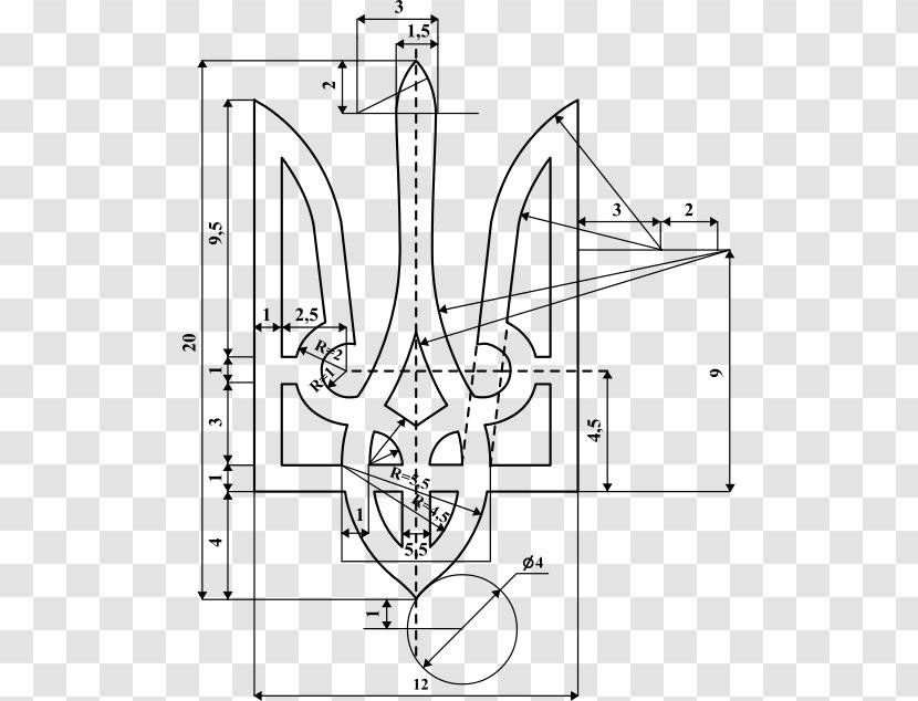 Coat Of Arms Ukraine Trident Zaporizhian Sich National - Auto Part - Symbol Transparent PNG