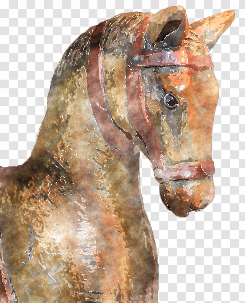Mustang Stallion Halter Sculpture Bridle - Mane - Watercolour Horses Transparent PNG