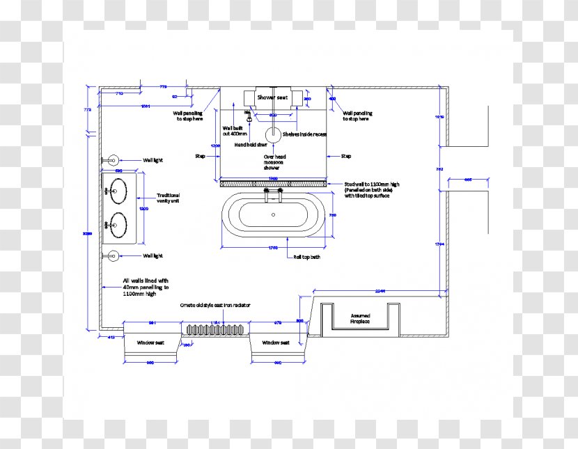 Drawing Floor Plan Computer-aided Design Interior Services - Text - Bathroom Transparent PNG