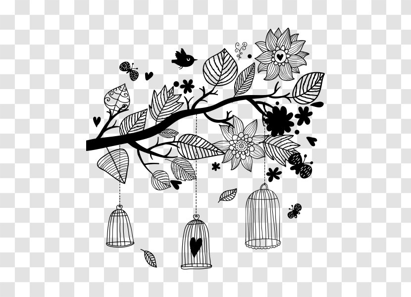 Drawing Wall Decal Cage Tree - Organism Transparent PNG