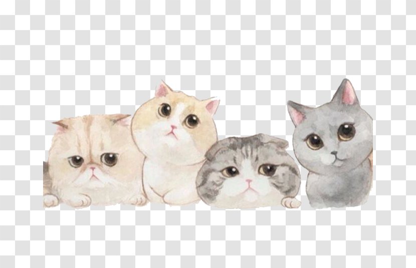 Cats Braised Noodles Wallpaper - Watercolor Painting - Cat Transparent PNG