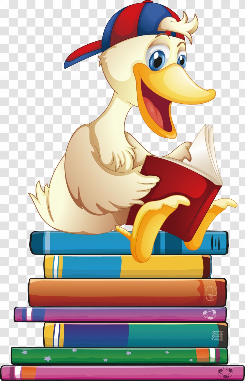 Cartoon Stock Photography Illustration - Art - A Duck Sitting On Book Transparent PNG