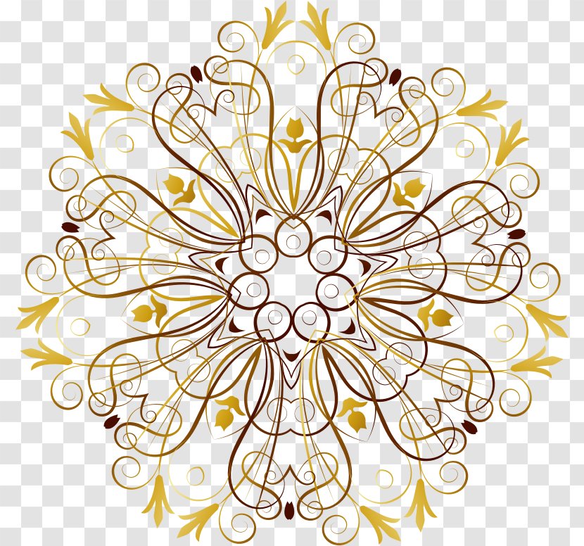 Floral Design Stencil Gold Clip Art - Text Transparent PNG