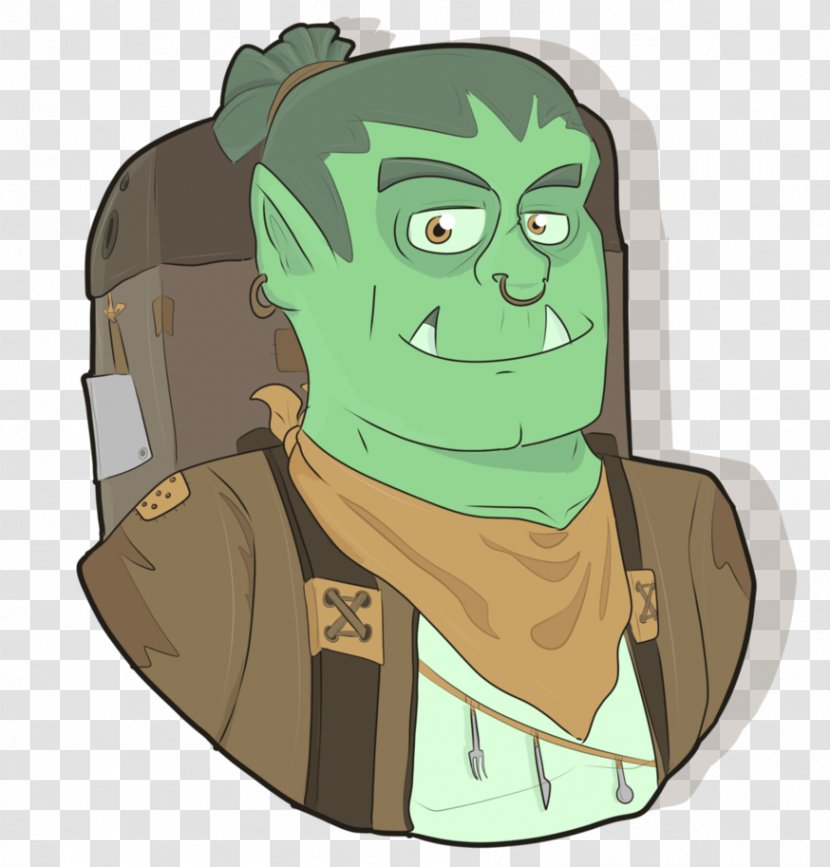 Animated Cartoon Green Character - Head - Half Orc Pathfinder Transparent PNG