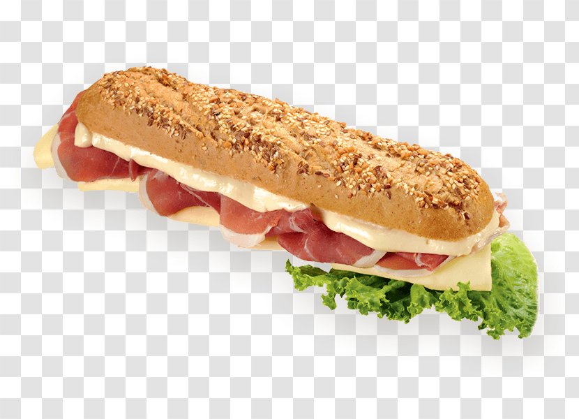 Baguette Breakfast Sandwich Ham And Cheese Panini - Hot Dog Transparent PNG