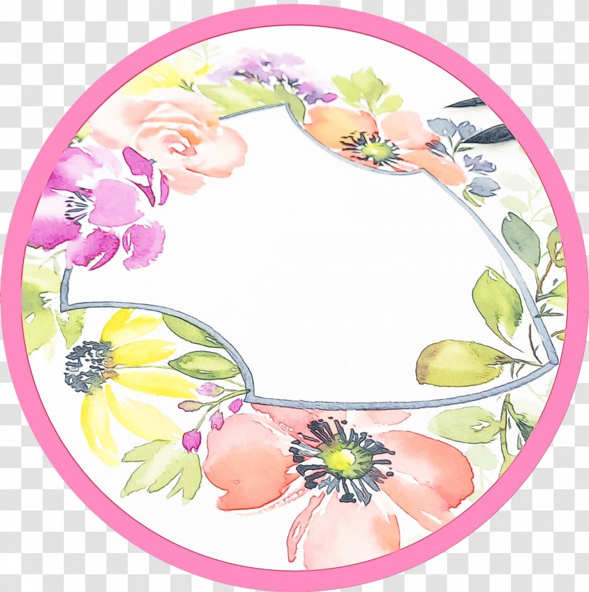 Watercolor Pink Flowers - Plate - Wildflower Transparent PNG