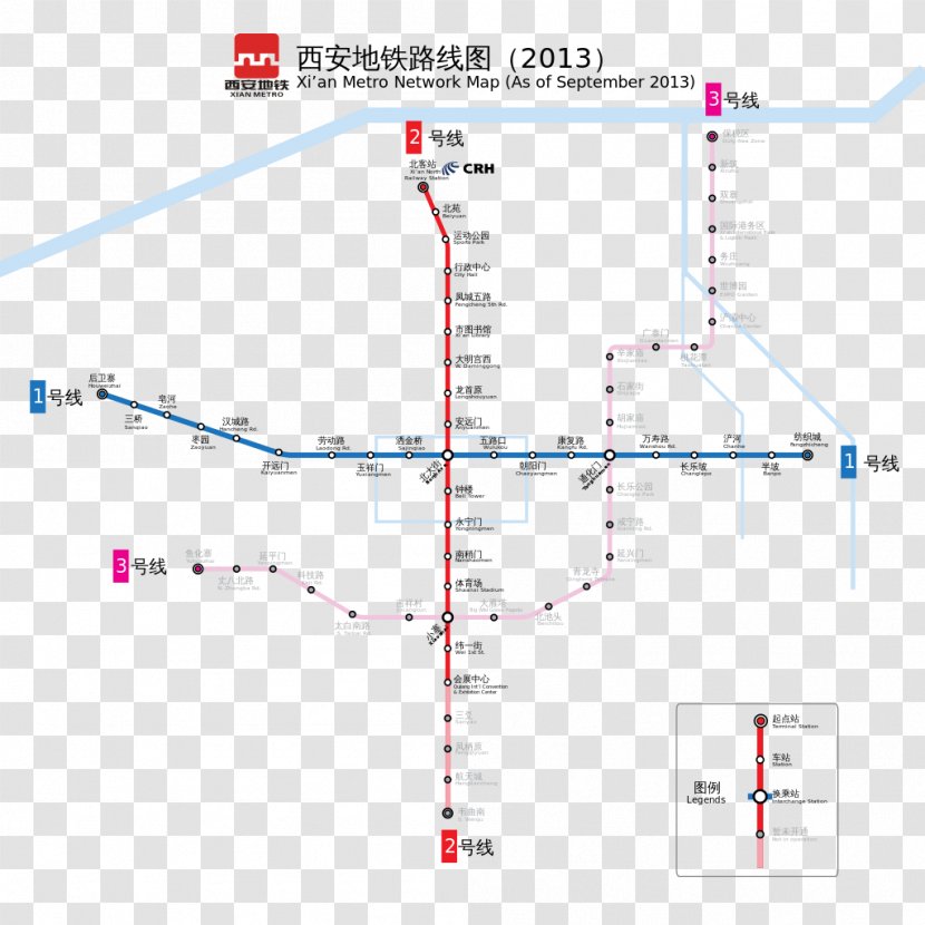 Xi An Xianyang Rapid Transit Line 1 Xi'an Metro - Route Transparent PNG