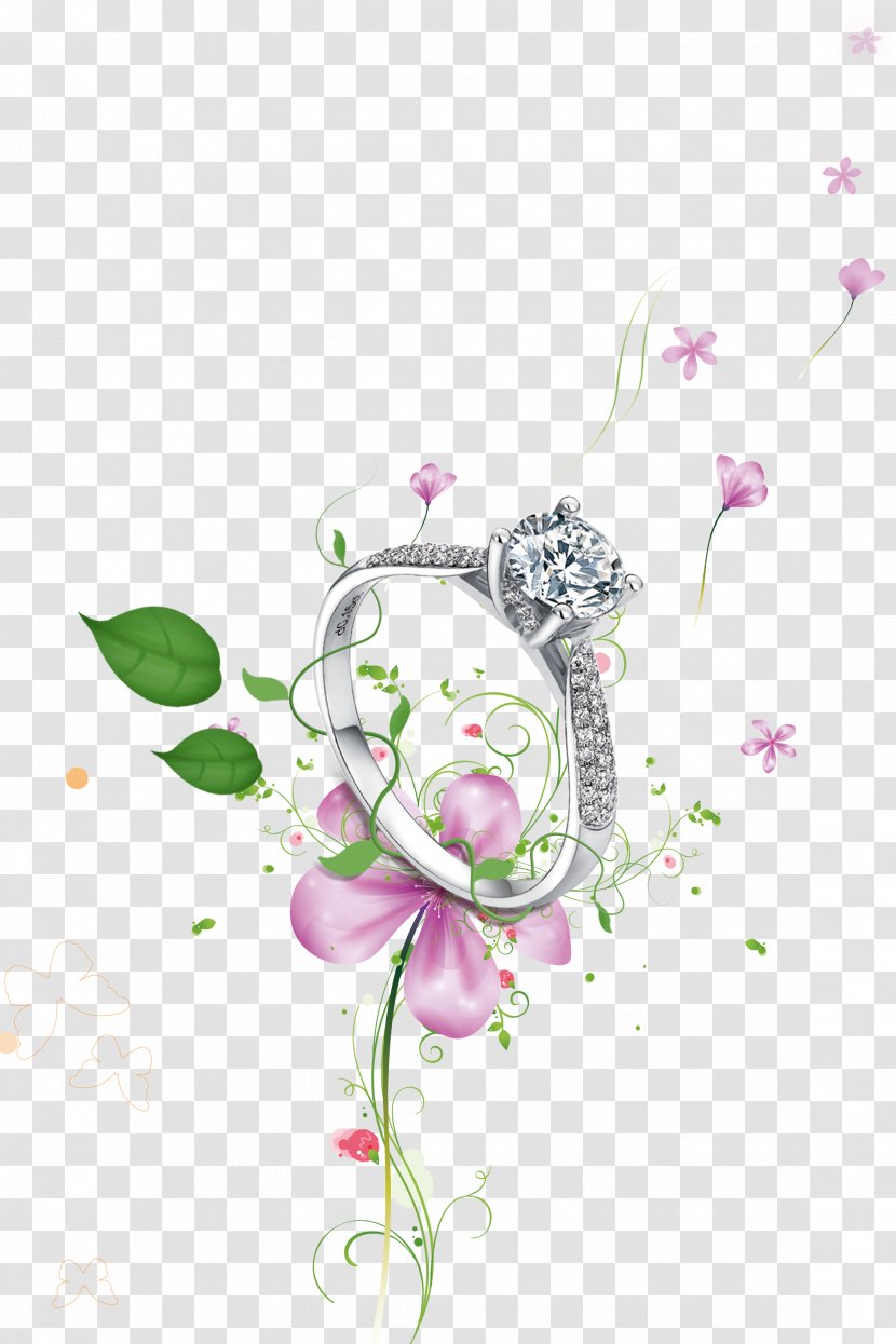 Falling In Love Wedding Ring Diamond - Flower Bouquet Transparent PNG