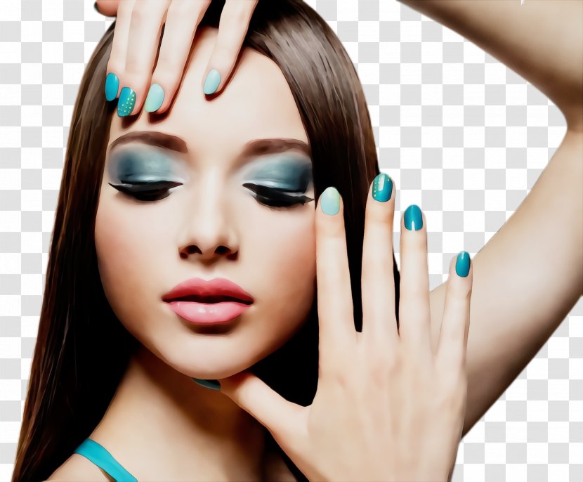 Face Hair Skin Eyebrow Beauty - Eyelash - Cheek Turquoise Transparent PNG