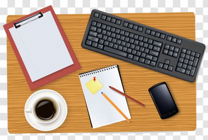 Computer Keyboard Laptop Table - Clip Board And Smartphone Transparent PNG
