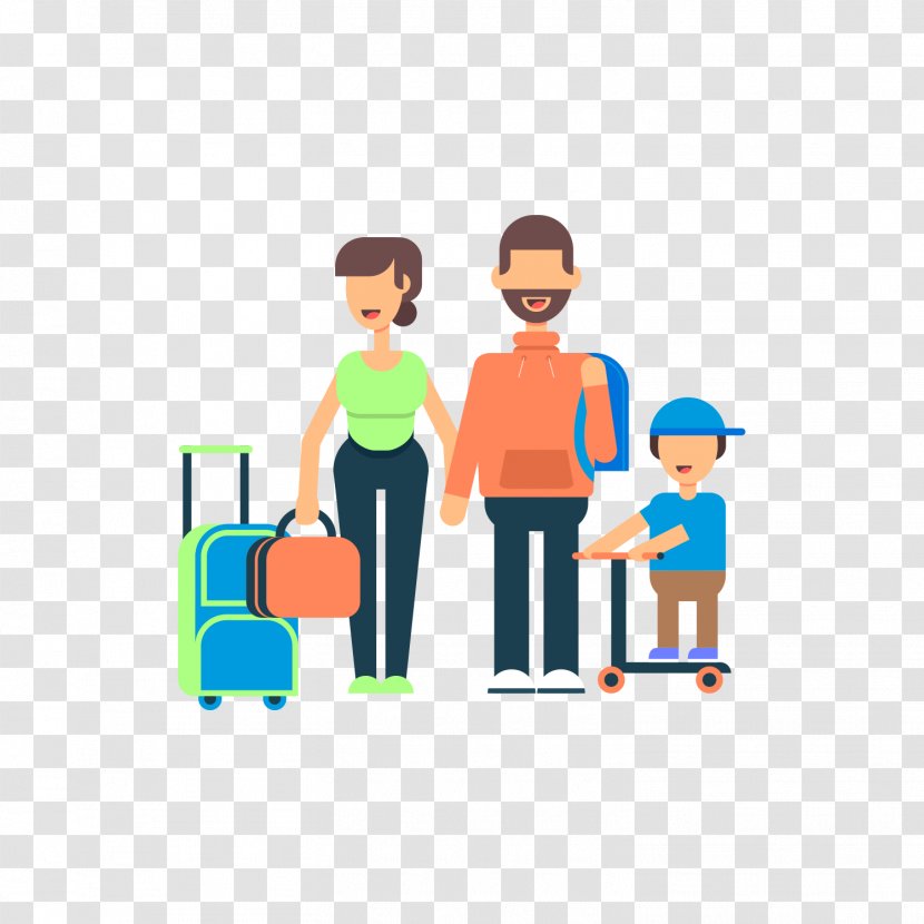 Travel Tourism Cartoon - Area - A Family Traveling Abroad Transparent PNG