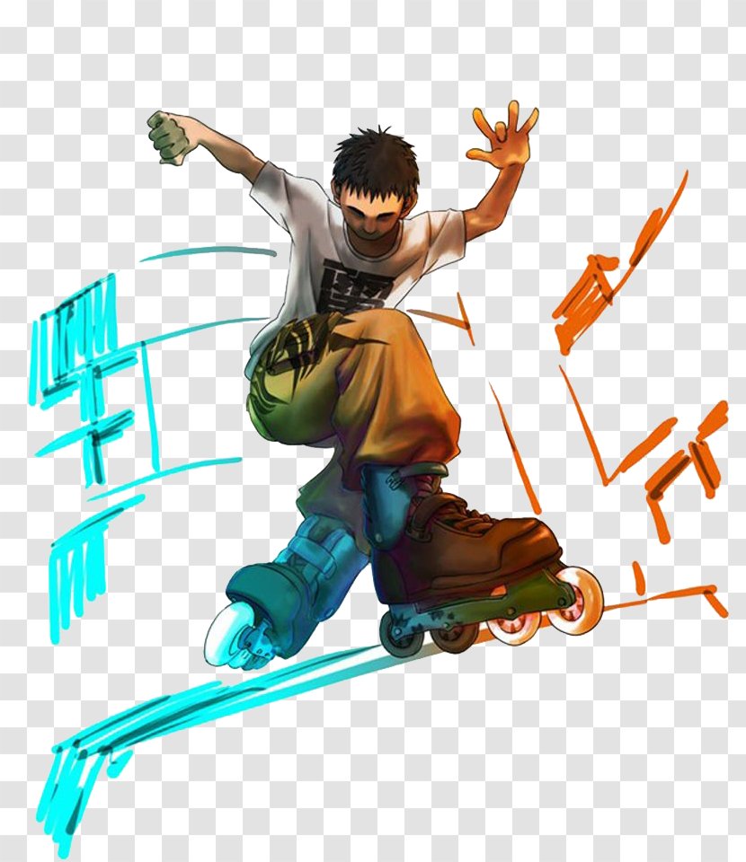 Roller Skating Ice Skates Sport - Fictional Character - Colorful Personality Boy Transparent PNG