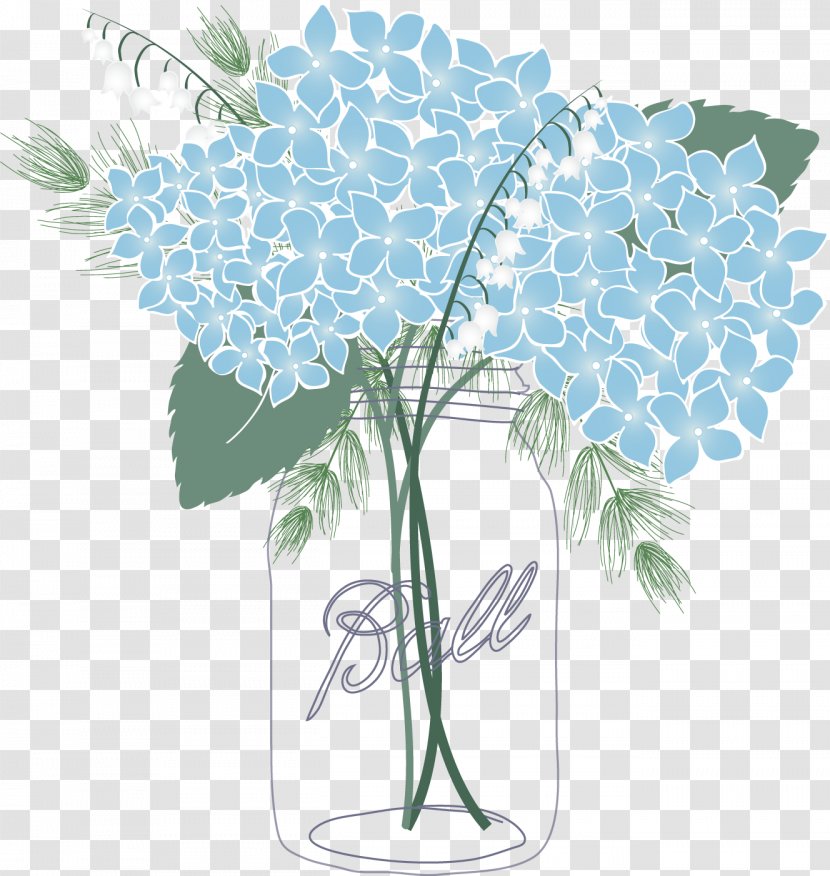 French Hydrangea Mason Jar Oakleaf Flower Clip Art Transparent PNG
