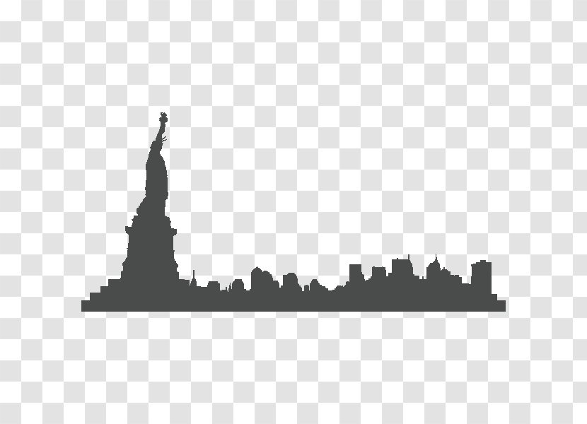 New York City Cities: Skylines Wall Decal - Black And White - Silhouette Transparent PNG