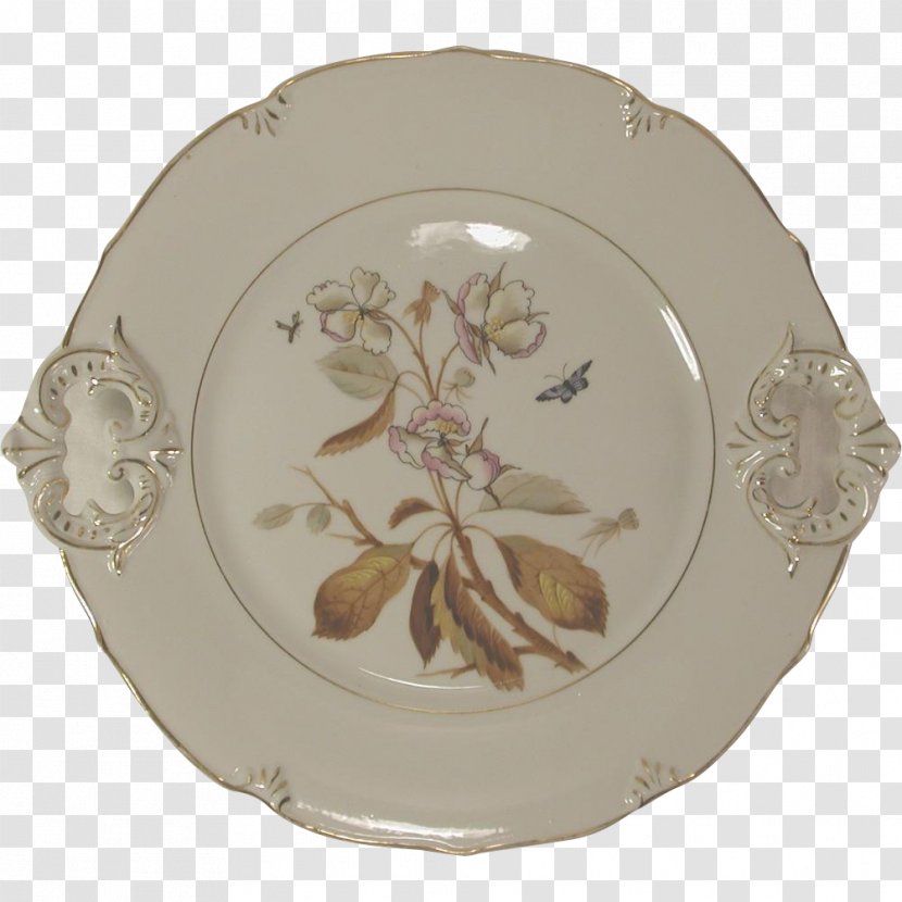 Plate Tableware Porcelain Ceramic Cauldon - Signed Italian - Hand-painted Butterfly Transparent PNG