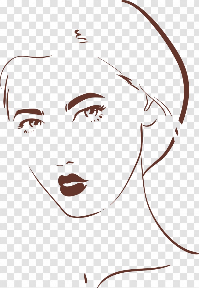 Woman Drawing Illustration - Heart - Short Hair Female Contour Transparent PNG