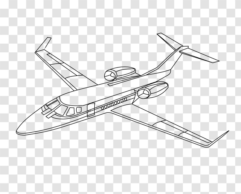 Airplane Aircraft Propeller Learjet 31 - Black And White Transparent PNG