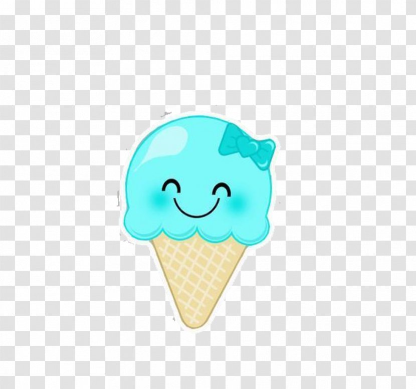 Ice Cream Cone Shoelace Knot - Turquoise - Cartoon Transparent PNG