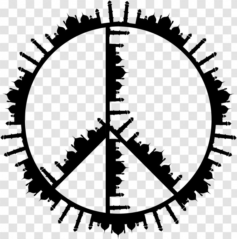 Peace Symbols Smiley Clip Art - Black And White - Symbol Transparent PNG