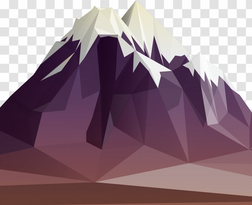 Polygon Mountain Landscape Illustration - Peak Snow Vector Transparent PNG