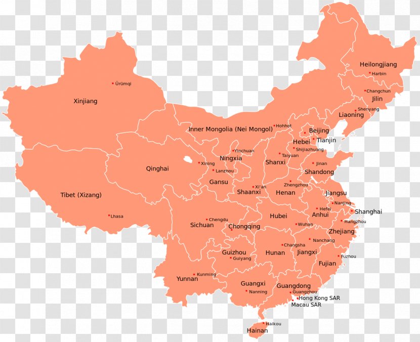 South Central China Guangdong Northwest Autonomous Regions Of - Map Transparent PNG
