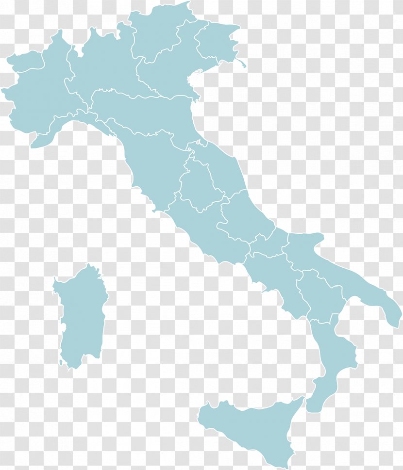 Regions Of Italy Blank Map EF English Proficiency Index - Vector Transparent PNG