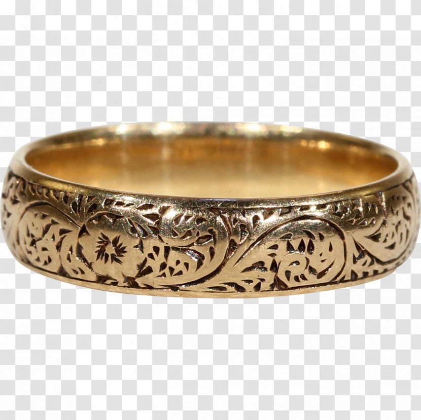 Bangle Wedding Ring Gold Engraving - Floral Design Transparent PNG
