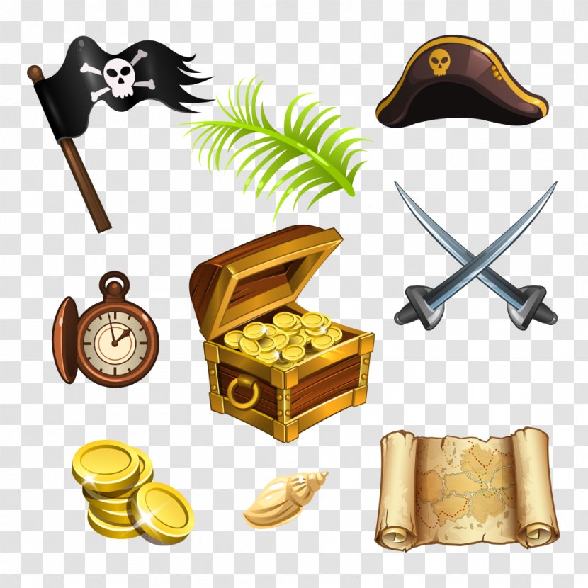 Treasure Island Piracy Map Jolly Roger - Shutterstock - Vector Pirates Elements Transparent PNG