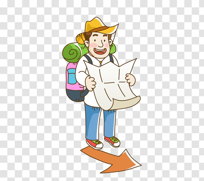 Travel Cartoon Man Child Illustration - Headgear - People Who To See The Map Transparent PNG