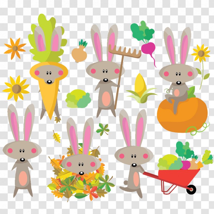 Easter Bunny Rabbit Clip Art - Cute Dress Autumn Transparent PNG