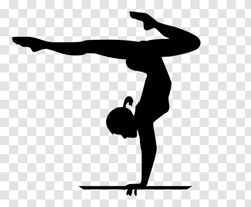 Gymnastics Handstand Cheerleading Clip Art - Black And White Transparent PNG