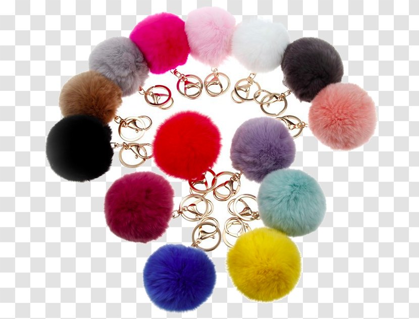 Rex Rabbit Key Chains Pom-pom Fashion Bag - Fake Fur - Pompoms Transparent PNG