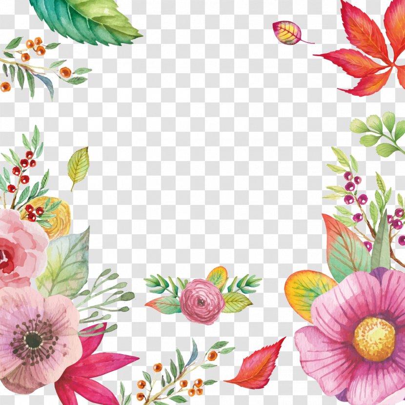 Flower Clip Art - Wedding Invitation - Watercolor Flowers Vector Material Transparent PNG
