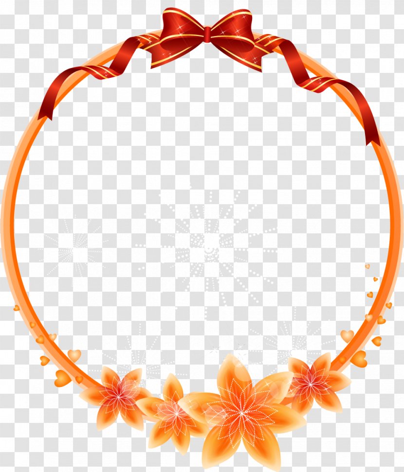 Picture Frame Flower Clip Art - Floral Design - Cartoon Beautiful Circular Border Title Transparent PNG