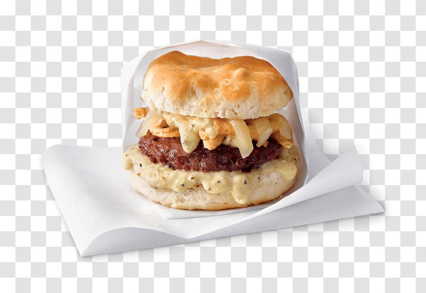 Breakfast Sandwich Cheeseburger Buffalo Burger Hamburger Slider - Fast Food - Biscuits And Gravy Transparent PNG